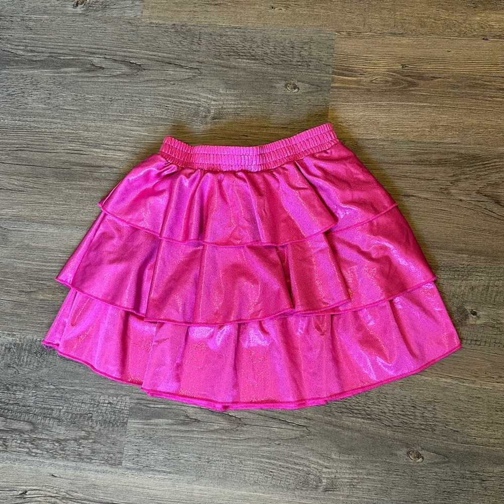 Sparkling Pink Layered Kids Skirt - Picture 7 of 8